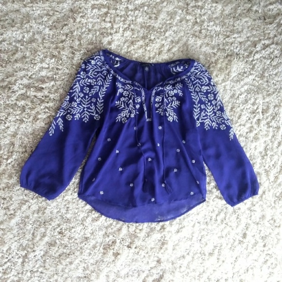 American Eagle Outfitters Tops - AEO Sheer Embroidered Top